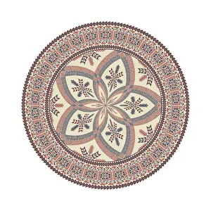 Arabic Embroidery Design Drucke: Circular pattern in traditional Palestinian style