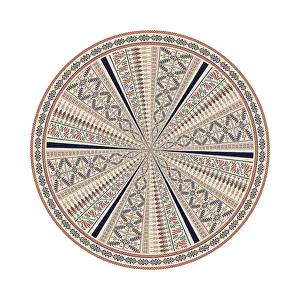 Vintage Floral Decoration Drucke: Circular pattern in traditional Palestinian style