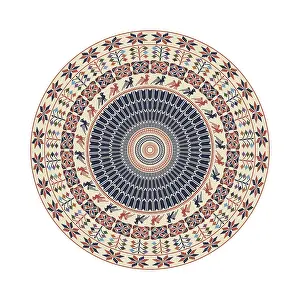 Red Embellished Design Drucke: Circular pattern in traditional Palestinian style