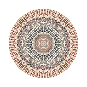 Red Arabic Embellishment Drucke: Circular pattern in traditional Palestinian style