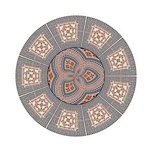 Embellished Floral Design Drucke: Circular pattern in traditional Palestinian style