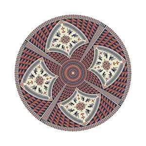 Vintage Palestinian Artwork Drucke: Circular pattern in traditional Palestinian style