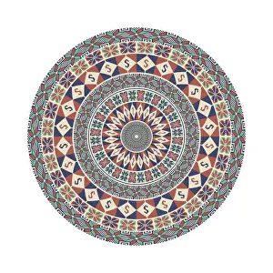 Geometric Decorative Item Drucke: Circular pattern in traditional Palestinian style