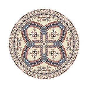 Arabic Embroidery Design Drucke: Circular pattern in traditional Palestinian style