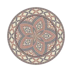 Vintage Floral Decoration Drucke: Circular pattern in traditional Palestinian style