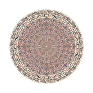 Red Arabic Embellishment Drucke: Circular pattern in traditional Palestinian style