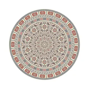 Vintage Floral Decoration Drucke: Circular pattern in traditional Palestinian style
