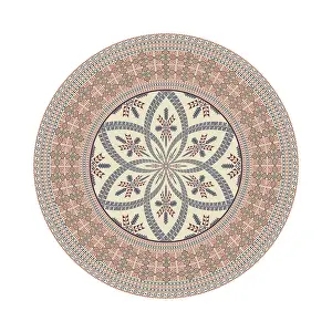 Vintage Floral Decoration Drucke: Circular pattern in traditional Palestinian style