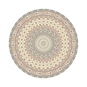 Vintage Floral Decoration Drucke: Circular pattern in traditional Palestinian style