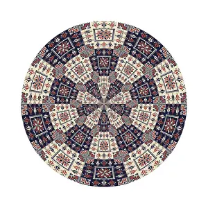 Vintage Floral Decoration Drucke: Circular pattern in traditional Palestinian style