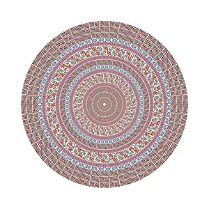 Retro Style Decorative Item Drucke: Circular pattern in traditional Palestinian style