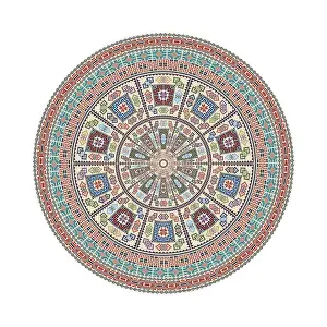 Islamic Geometric Design Drucke: Circular pattern in traditional Palestinian style