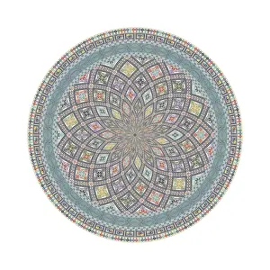 Red Arabic Embellishment Drucke: Circular pattern in traditional Palestinian style