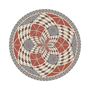 Embellished Floral Decoration Drucke: Circular pattern in traditional Palestinian style