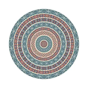 Retro Geometrical Pattern Drucke: Circular pattern in traditional Palestinian style