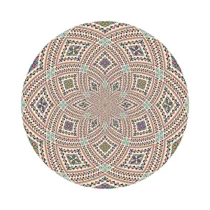 Vintage Floral Decoration Drucke: Circular pattern in traditional Palestinian style