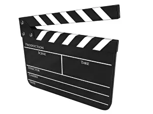 Studio Shot Object Drucke: Clapboard (clapperboard) isolated