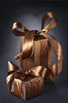 Black Background Drucke: Two classical gift boxes on black background