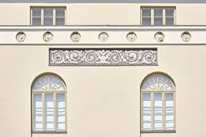Historic Town Hall Exterior View Drucke: Detail of classical town hall gable