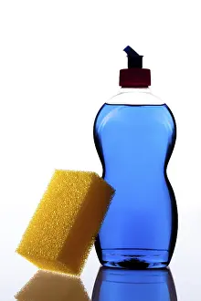 Still Life Studio Photography Drucke: Cleaning agent with a sponge