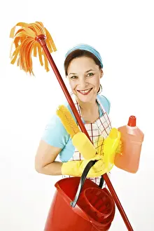 Cleanliness And Hygiene Drucke: Cleaning lady at work