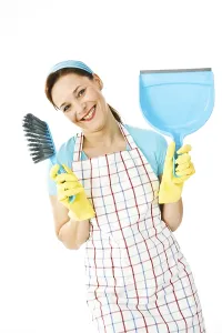 Woman At Work Drucke: Cleaning lady at work