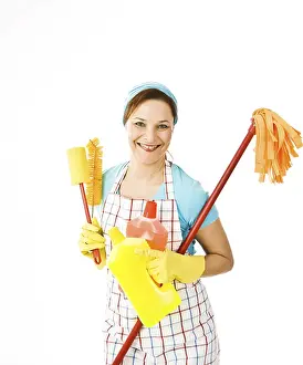 Cleanliness And Hygiene Drucke: Cleaning lady at work