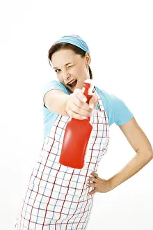 Woman At Work Drucke: Cleaning lady at work