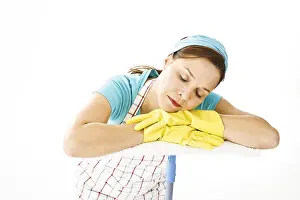 Working Clothes For Women Drucke: Cleaning lady at work