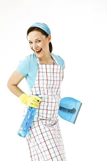 Woman At Work Drucke: Cleaning lady at work