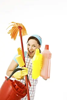 Cleanliness And Hygiene Drucke: Cleaning lady at work
