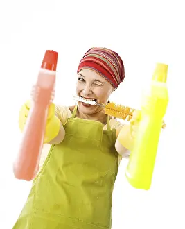 Cleanliness Hygiene Drucke: Cleaning lady at work