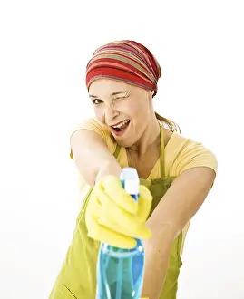 Woman At Work Drucke: Cleaning lady at work