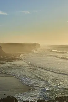 Sandy Ocean Beach Europe Drucke: Cliffs on the beach of Playa del Castillo