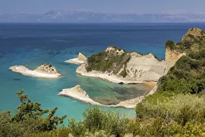 Steep European Coastline Drucke: Cliffs of Cape Drastis, Corfu, Greece