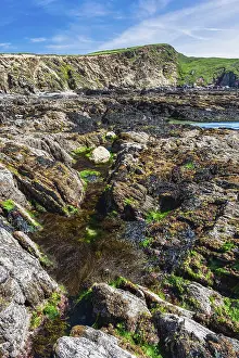 Drucke von Felsklippen und Felsen am Bantham Beach, Kingsbridge, Devon, England, Vereinigtes Königreich Kingsbridge Drucke: Felsklippen und Felsen am Bantham Beach