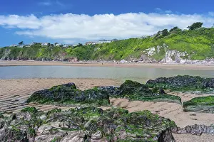 Drucke von Felsklippen und Felsen am Bantham Beach, Kingsbridge, Devon, England, Vereinigtes Königreich Kingsbridge Drucke: Felsformationen und Felsen am Bantham Beach.