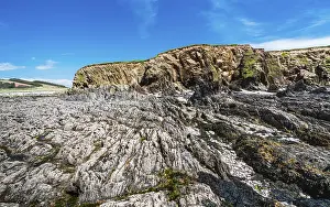 Drucke von Felsklippen und Felsen am Bantham Beach, Kingsbridge, Devon, England, Vereinigtes Königreich Kingsbridge Drucke: Felsklippen und Felsen am Bantham Beach