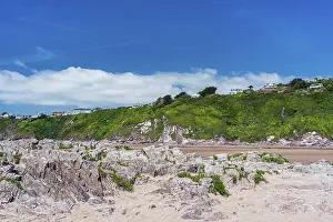 Drucke von Felsklippen und Felsen am Bantham Beach, Kingsbridge, Devon, England, Vereinigtes Königreich Kingsbridge Drucke: Felsklippen und Felsen am Bantham Beach