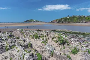 Devon Coastline Drucke: Cliffs and rocks by the Bantham Beach