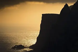 Rocky Coast Denmark Drucke: Cliffs and sea in evening light