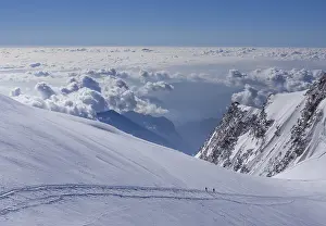 Drucke von Zwei Kletterer über den Wolken auf dem Monte Rosa, Alpen, Valle d'Aosta, Italien Zwei Kletterer über den Wolken auf dem Monte Rosa, Alpen, Valle d'Aosta, Italien Verwandte Bilder Drucke: Zwei Kletterer über den Wolken auf dem Monte Rosa.