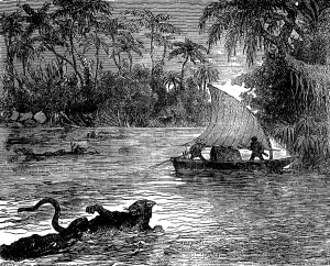 Wild Animal Depiction Drucke: Clinging to the floating corpse