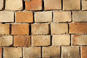 Deserted Building Exterior View Drucke: Detail of the clinker brick wall