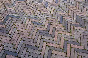Münsterland Germany Drucke: Clinker paving in herringbone pattern