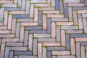 Münsterland Germany Drucke: Clinker paving in herringbone pattern