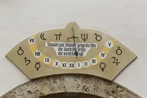 Swabian Alb Germany Drucke: Clock on building with Roman numerals