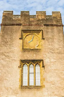 Northern Europe Castle Architecture Drucke: Clock on the castle tower, Torre Abbey