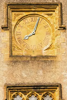 Deserted Castle England Drucke: Clock on the castle tower, Torre Abbey