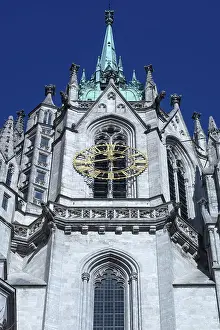 Neo Gothic Style Building Drucke: Clock tower of the neo-Gothic Pauluskirche
